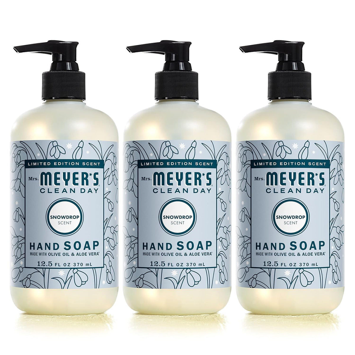 Mrs. MEYER'S Snowdrop Liquid Hand Soap 12.5 fl oz front view