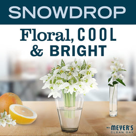 Mrs. MEYER'S Snowdrop Liquid Hand Soap with floral background