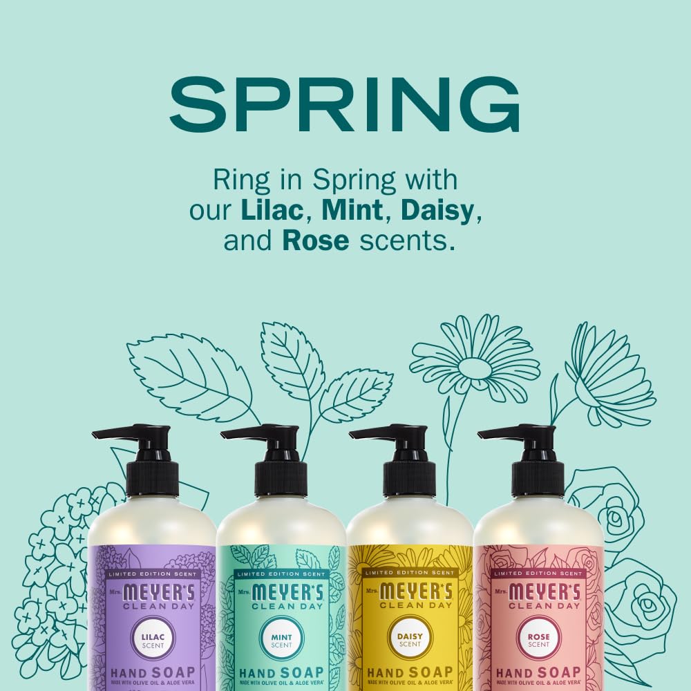 Mrs. MEYER'S Spring Hand Soap Set displayed in a bright kitchen setting