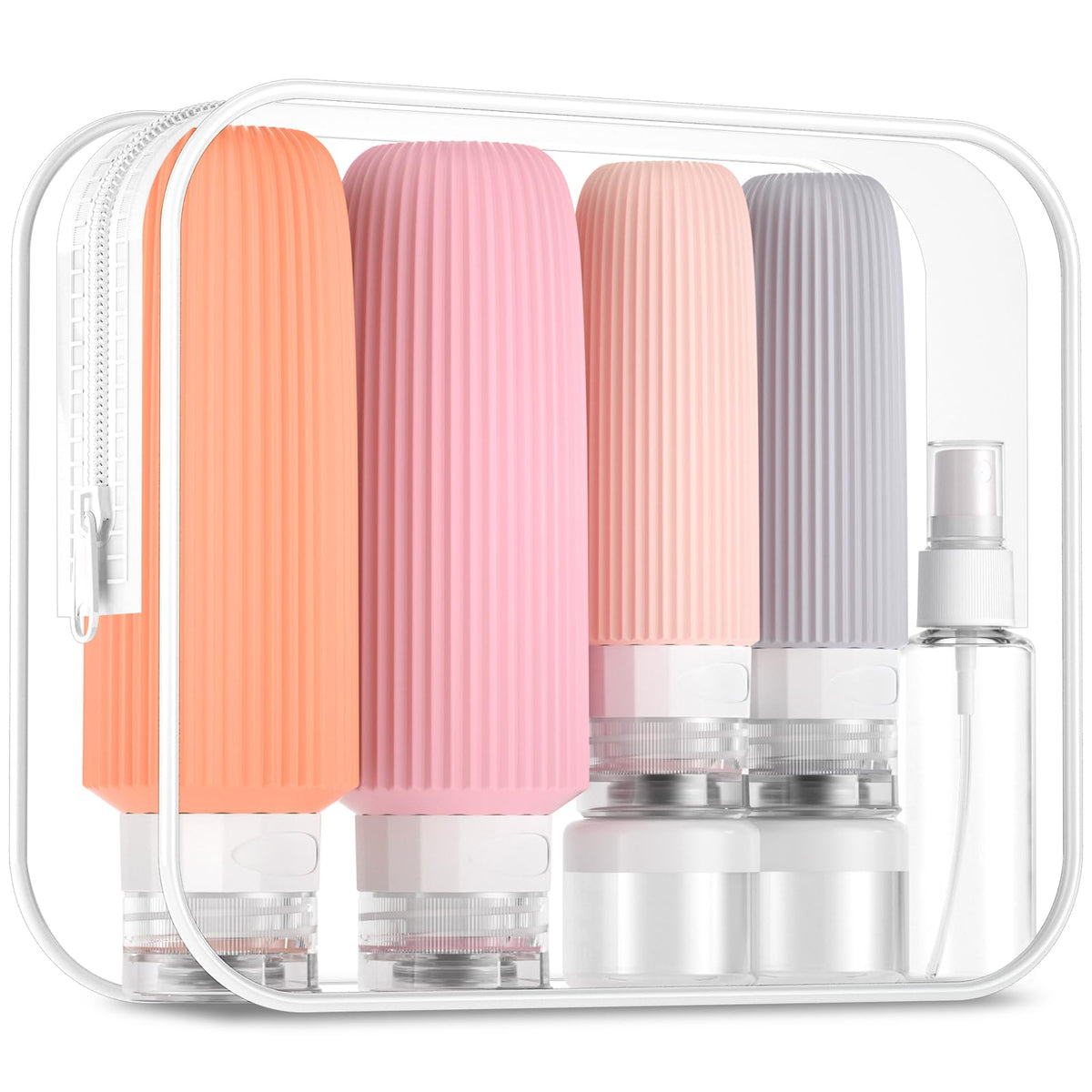 Mrsdry 16 Pack Travel Bottles set in clear toiletry bag