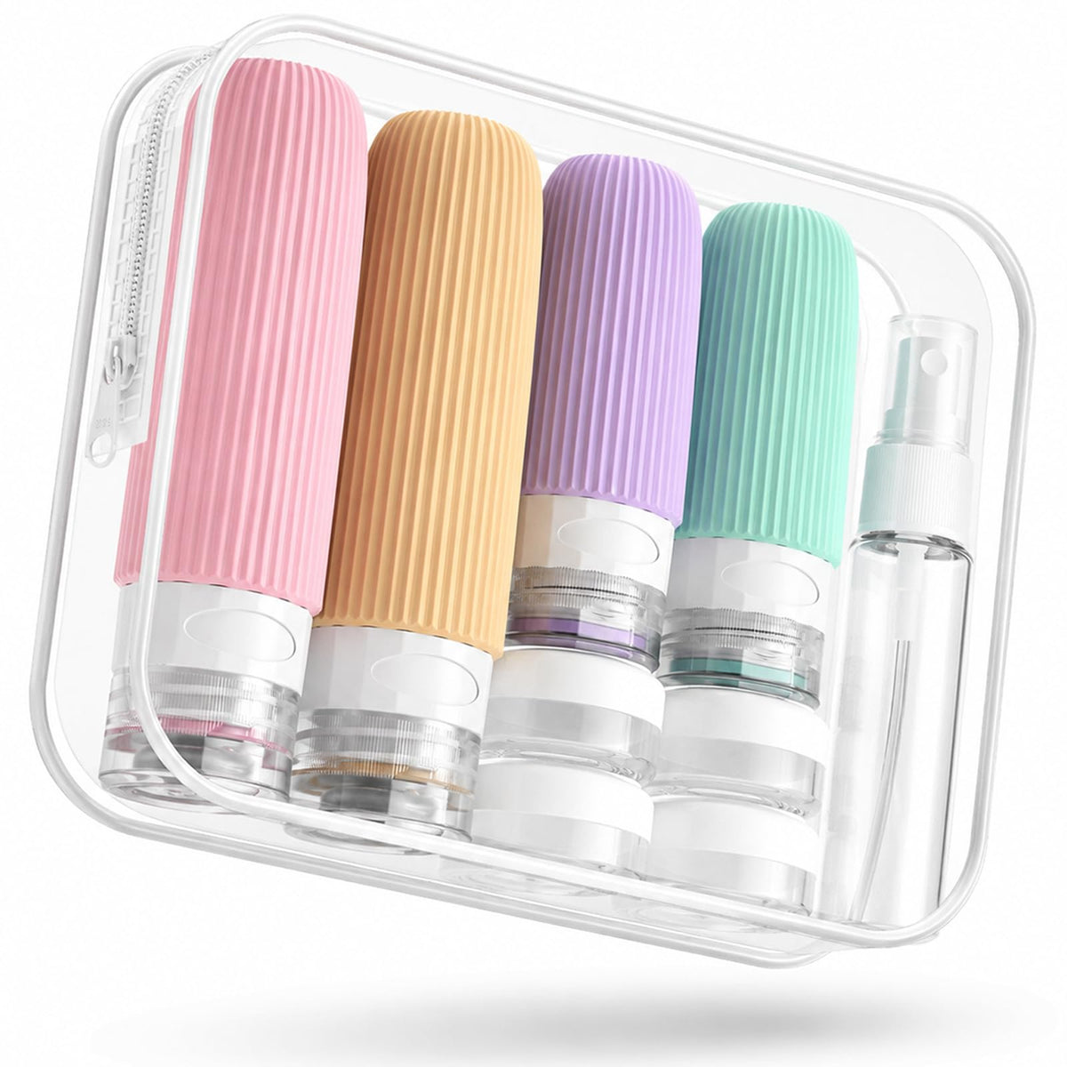 Mrsdry 16 Pack Travel Bottles Set with clear toiletry bag