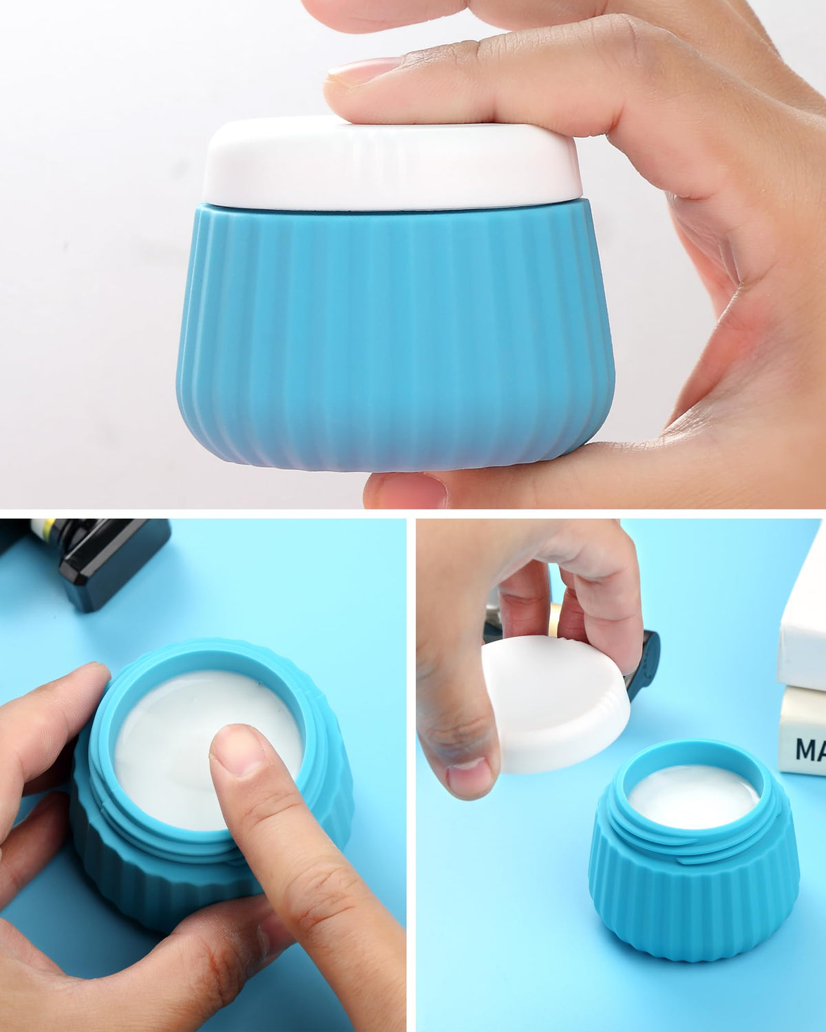 Mrsdry silicone cream jar 3oz in clear makeup bag