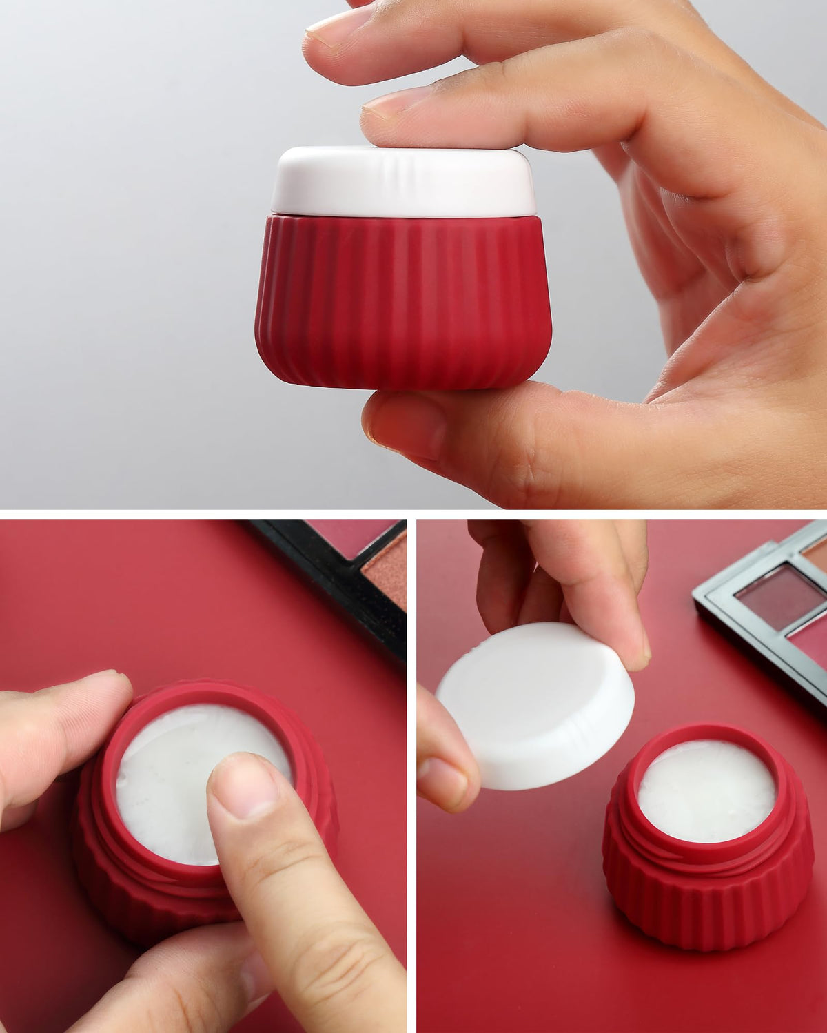 Mrsdry silicone cream jars in clear bag