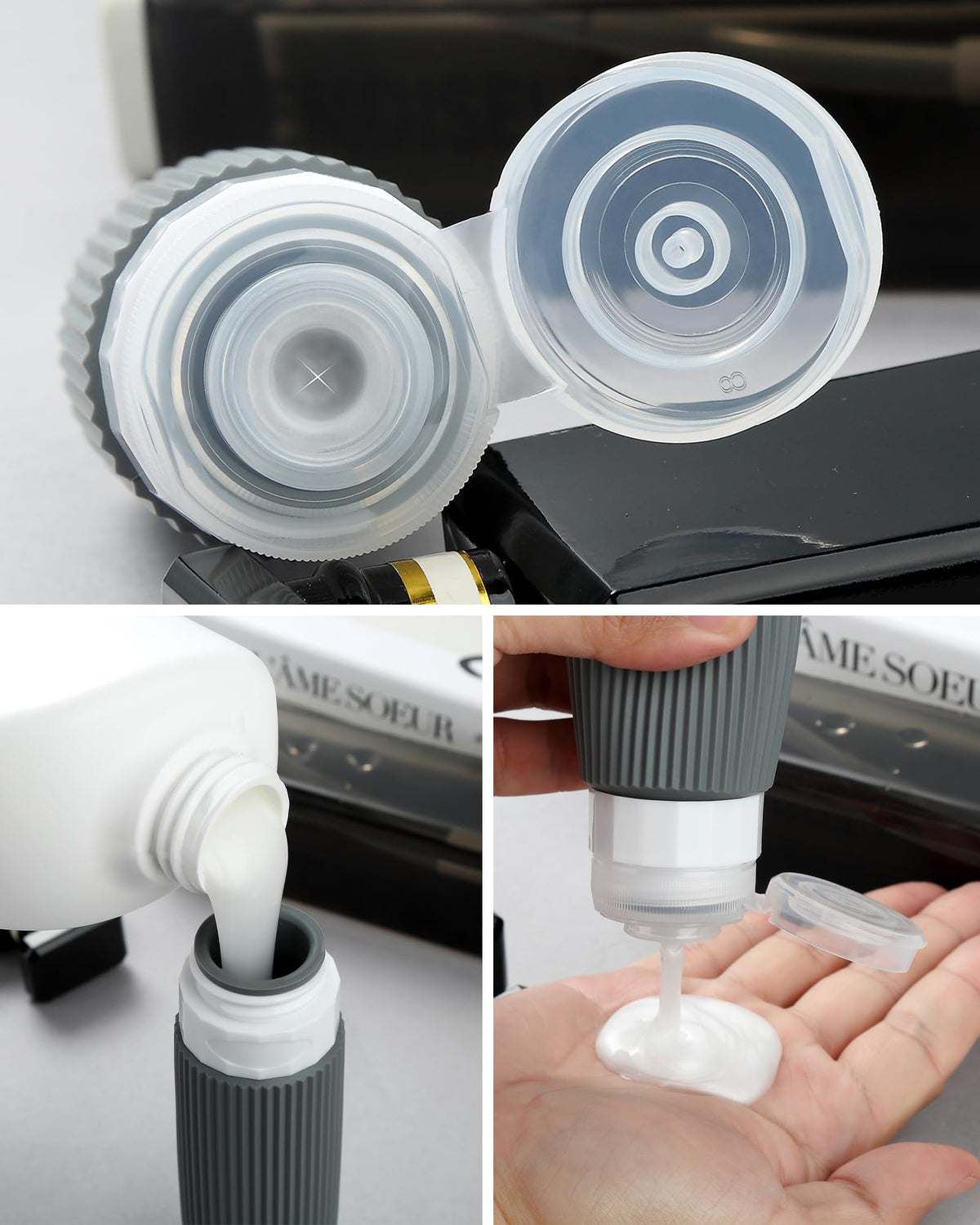 Mrsdry silicone travel bottles in clear makeup bag