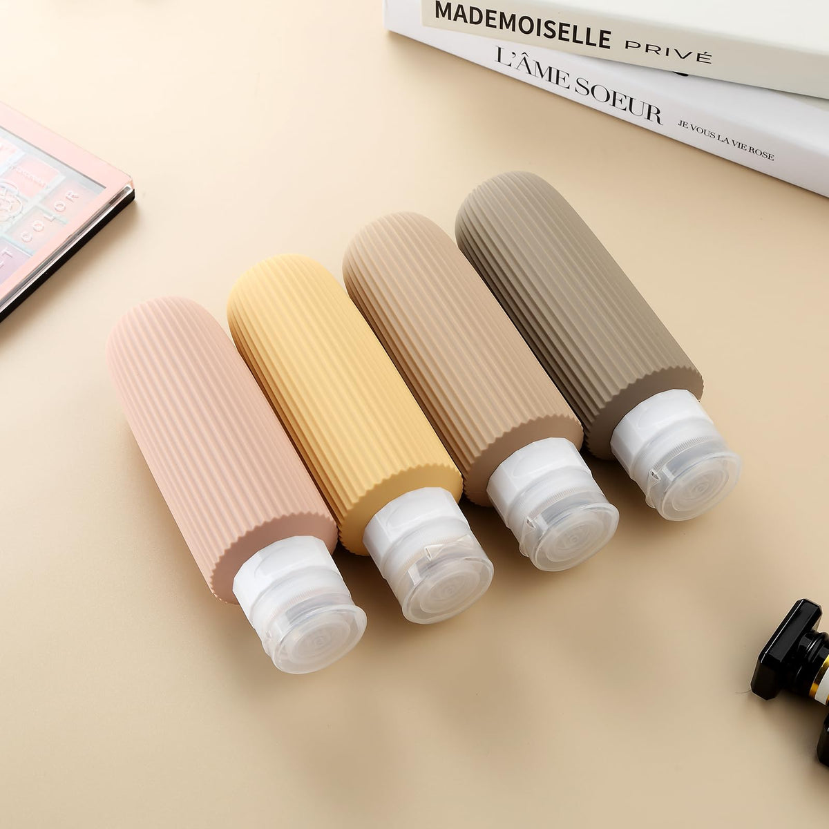 Mrsdry silicone travel bottles with shampoo and lotion