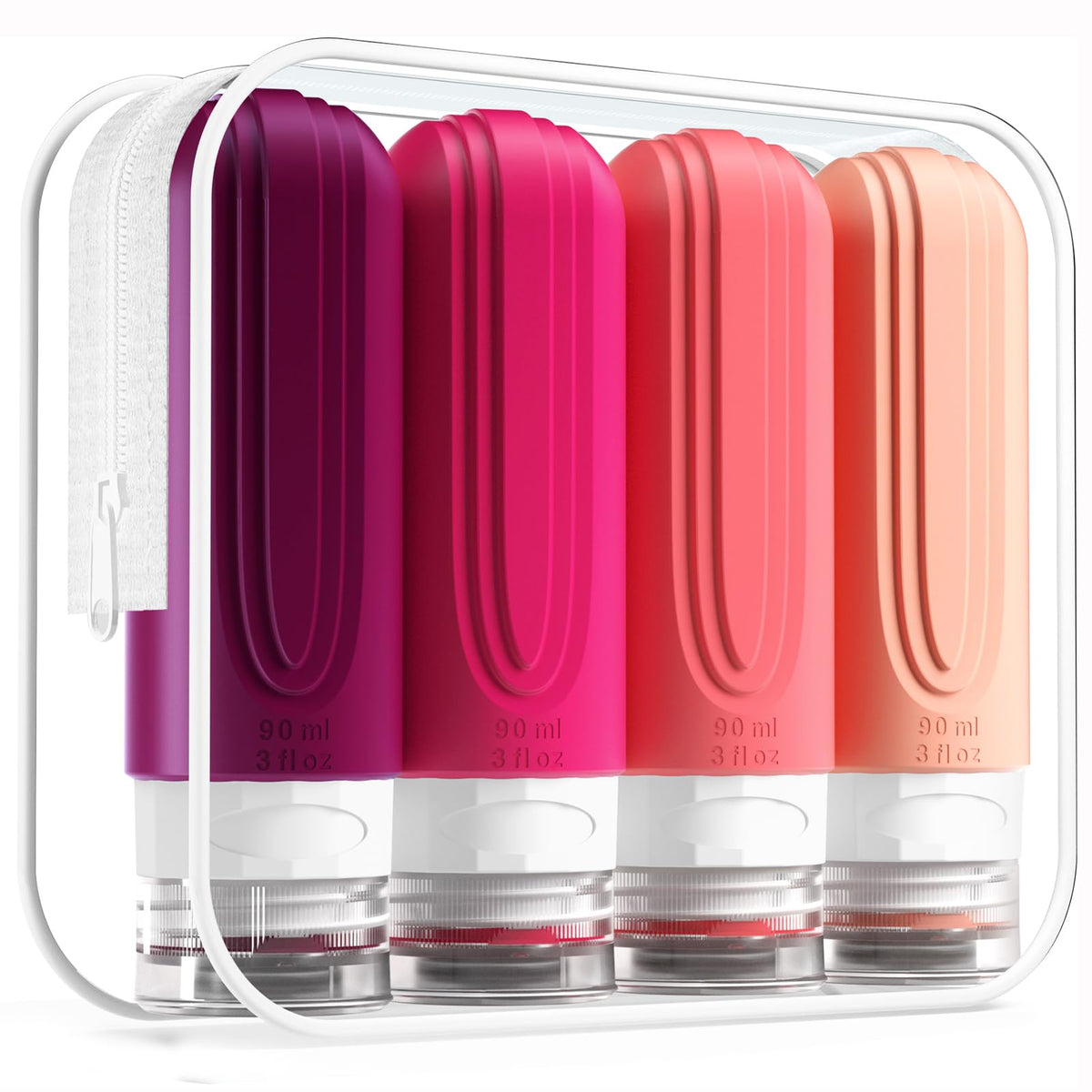 Mrsdry travel bottles 3oz set in various colours front view