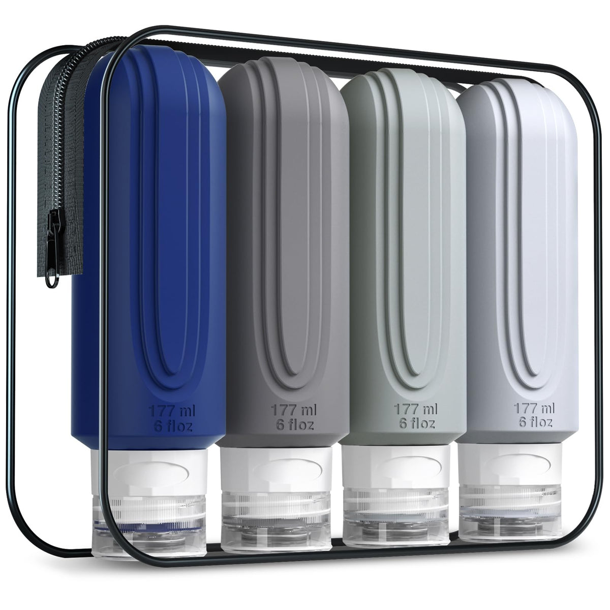 Mrsdry travel bottles 6oz front view with PVC toiletry bag