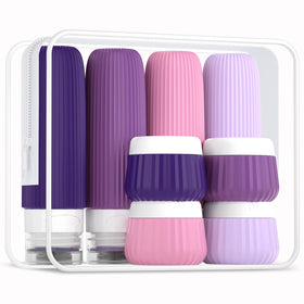 Mrsdry Travel Bottles 8 Pack front view with clear bag