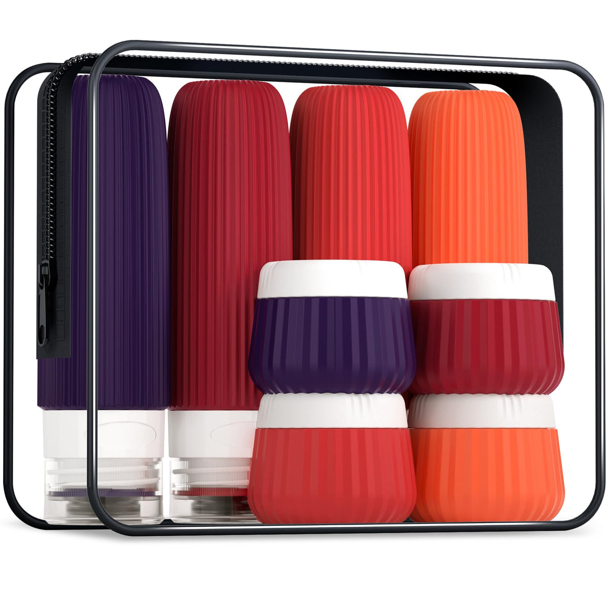 Mrsdry Travel Bottles 8 Pack with clear makeup bag