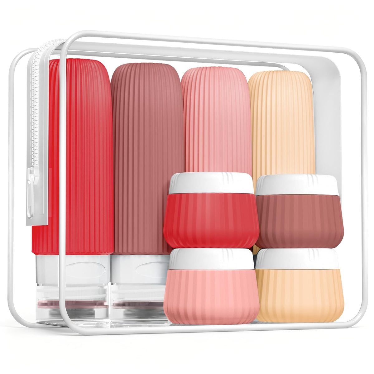 Mrsdry Travel Bottles 8 Pack with clear makeup bag