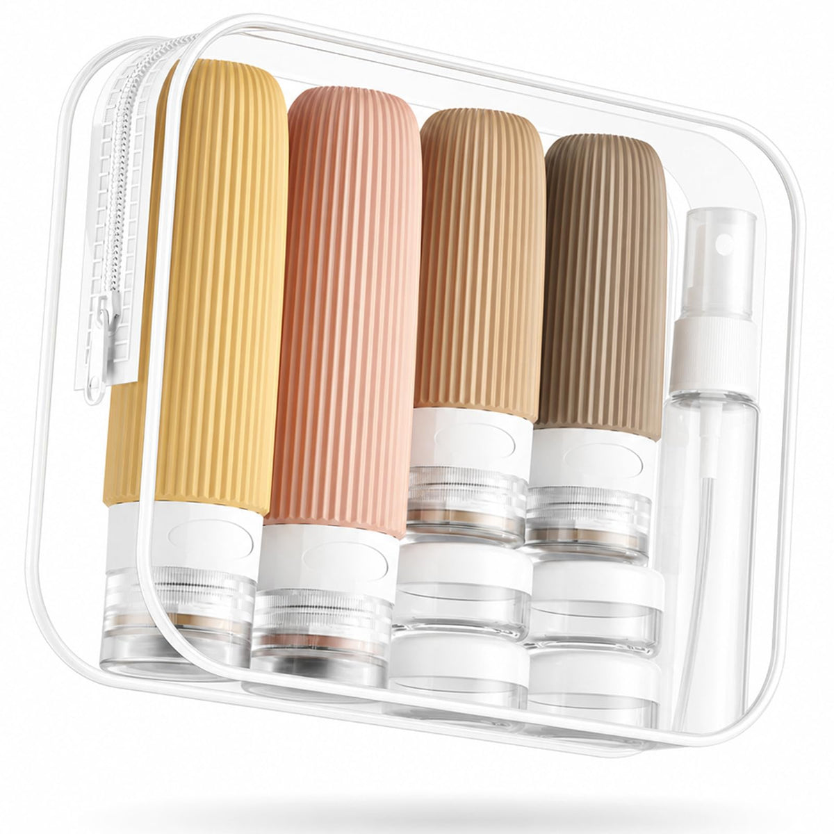 Mrsdry Travel Bottles Set 16 Pack with clear toiletry bag
