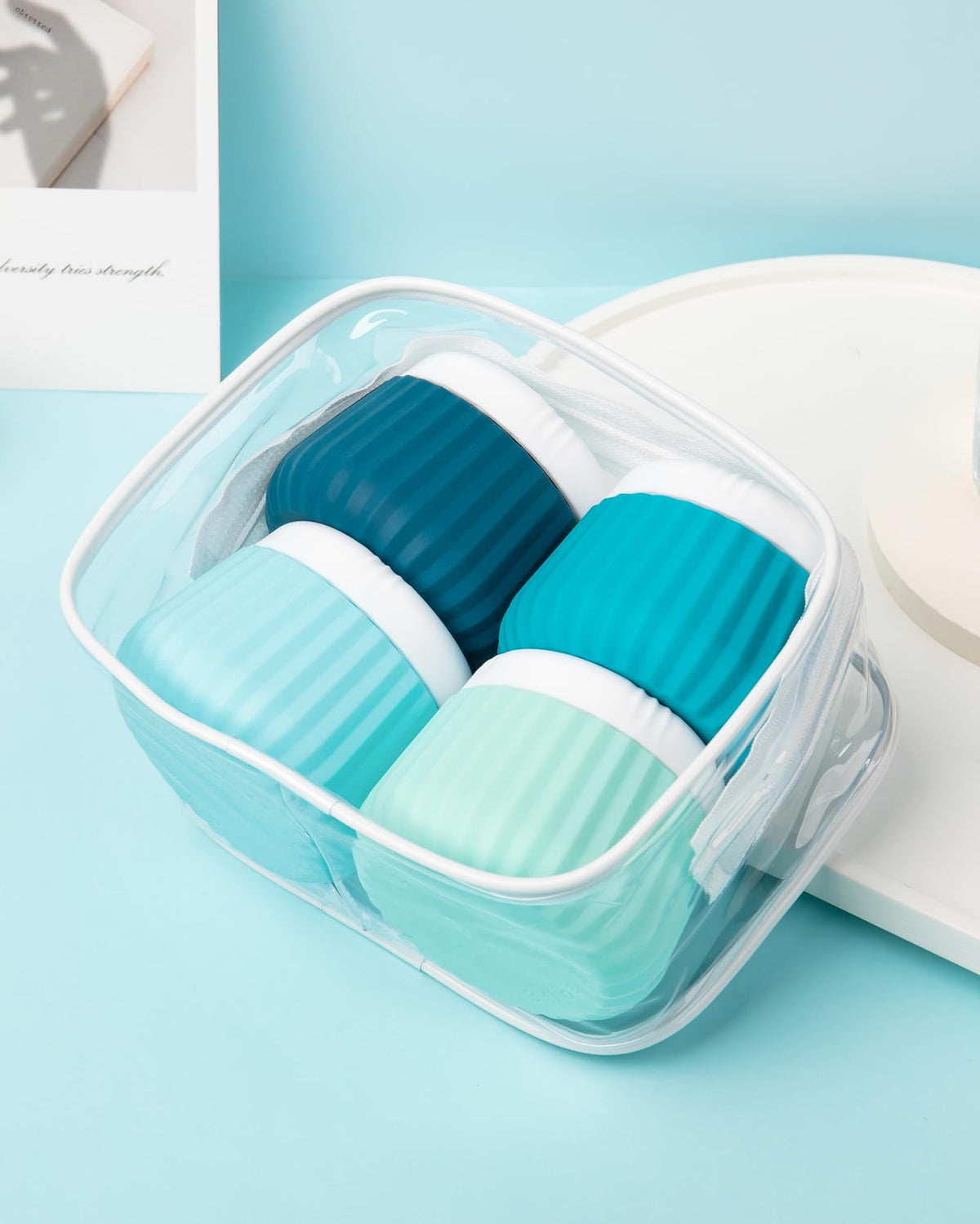 Mrsdry Travel Containers in use for travel essentials