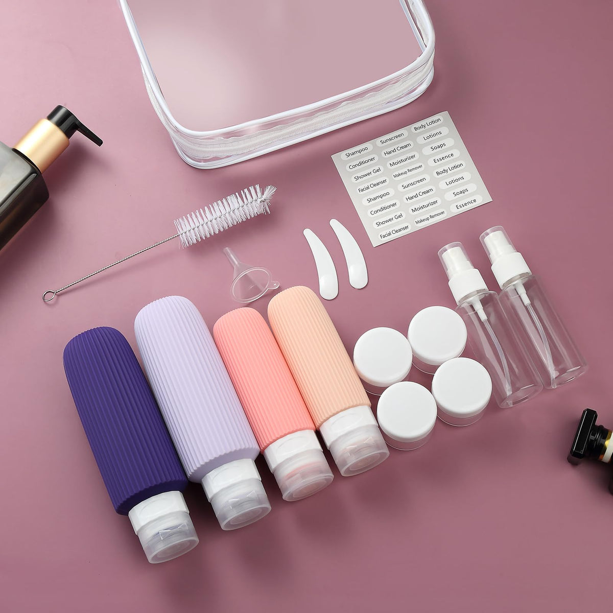 Mrsdry travel kit with various bottle sizes and accessories