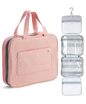 Ms. Pen Travel Toiletry Bag Organiser front view in baby pink