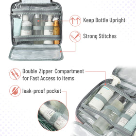 Ms. Pen Travel Toiletry Bag Organiser side view with carry handle