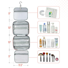 Ms. Pen Travel Toiletry Bag Organiser with elastic straps holding items
