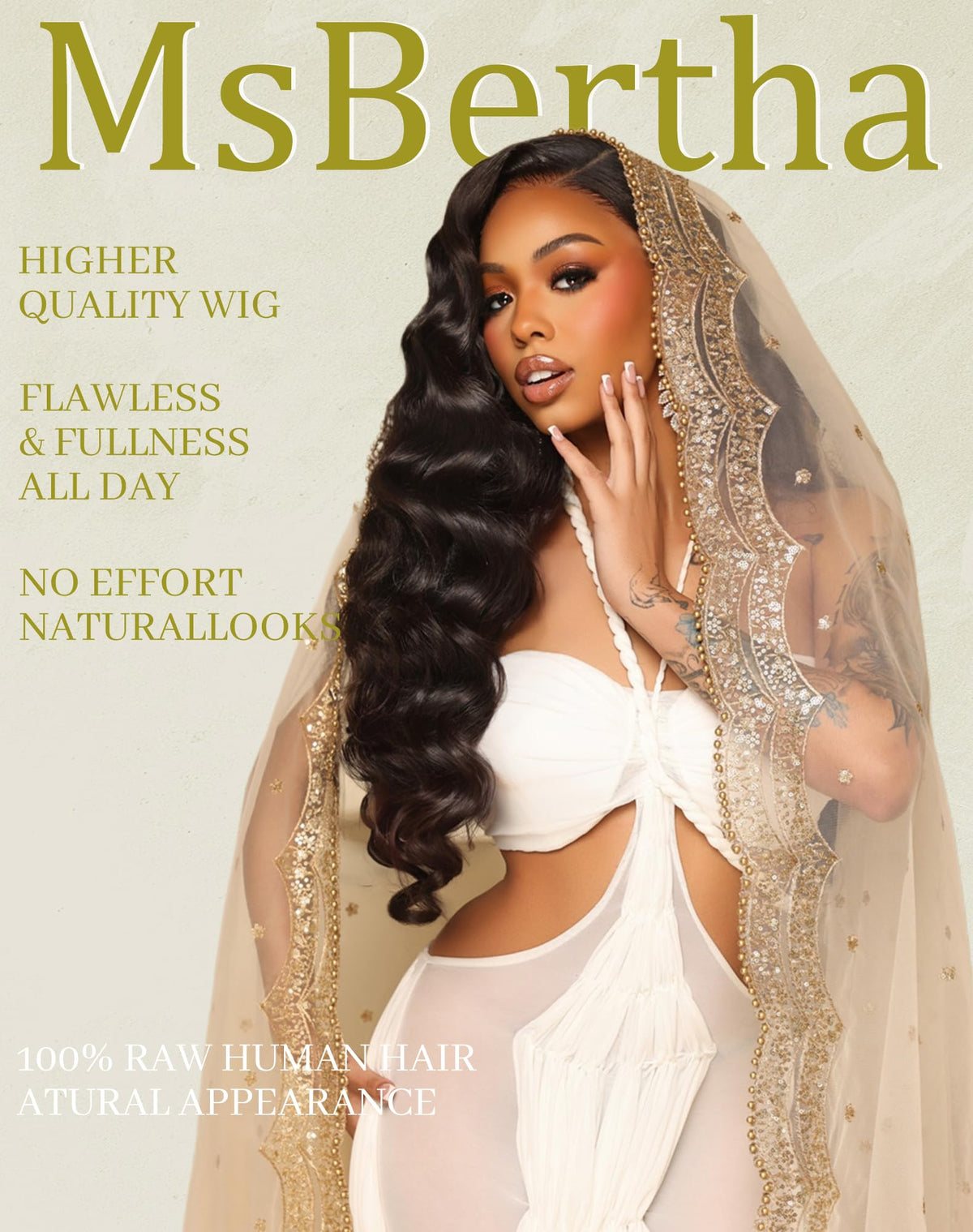 MsBertha Body Wave Wig styled for a formal occasion