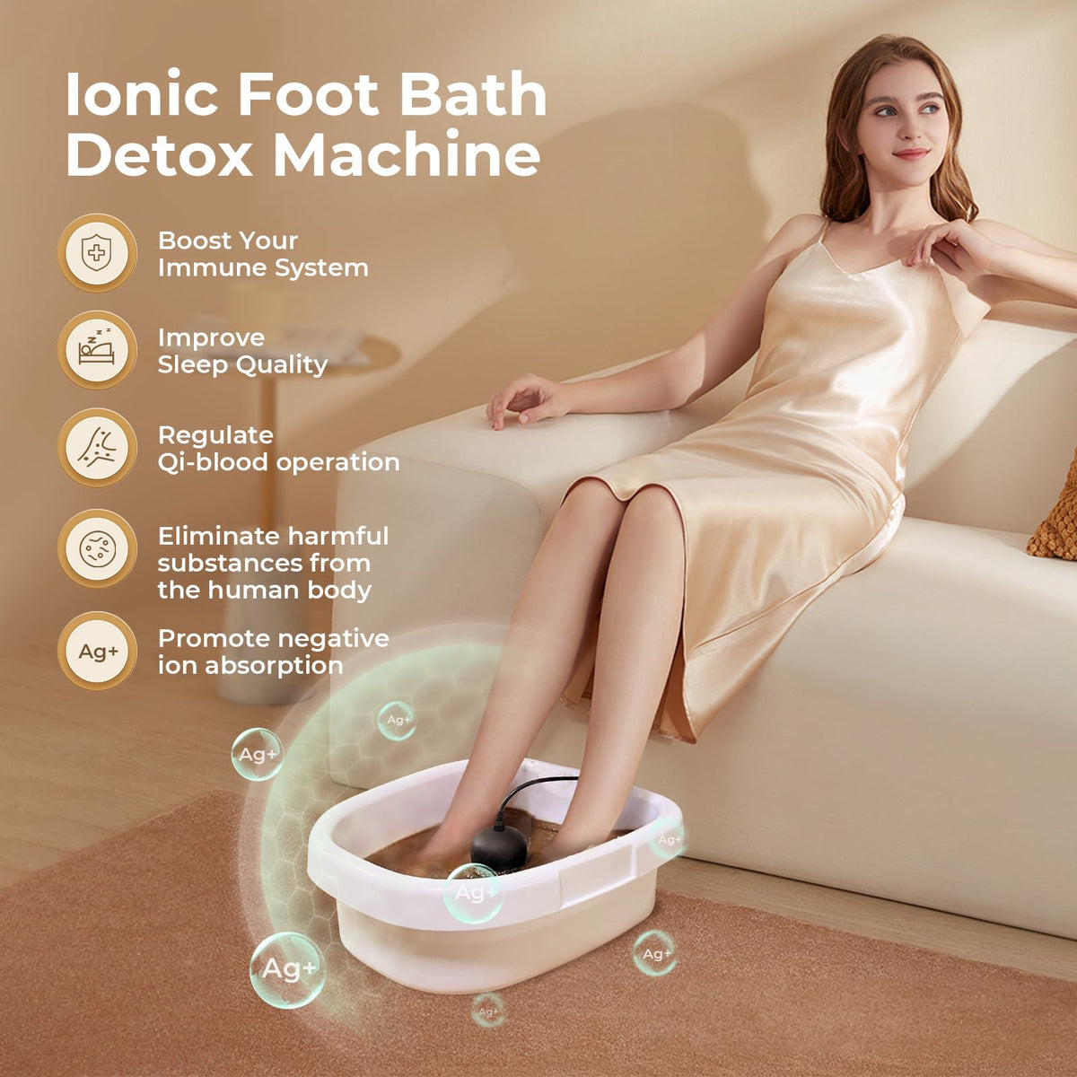 MSFOOT Ionic Foot Bath Detox Machine with water and salt