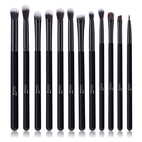 MSQ Eye Makeup Brushes Set 12pcs front view with real wood handles