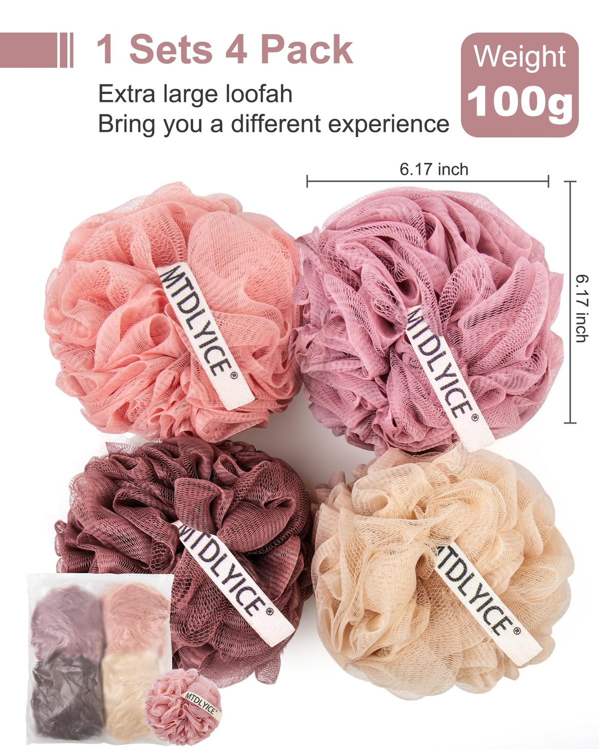 MTDLYICE XXL Large Loofah Sponge in a shower setting