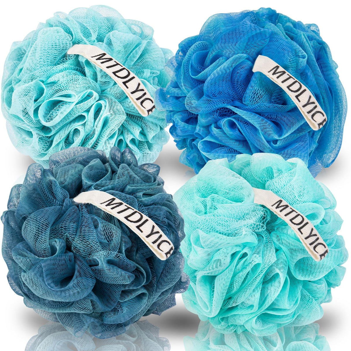 MTDLYICE XXL Large Loofah Sponge in Blue front view