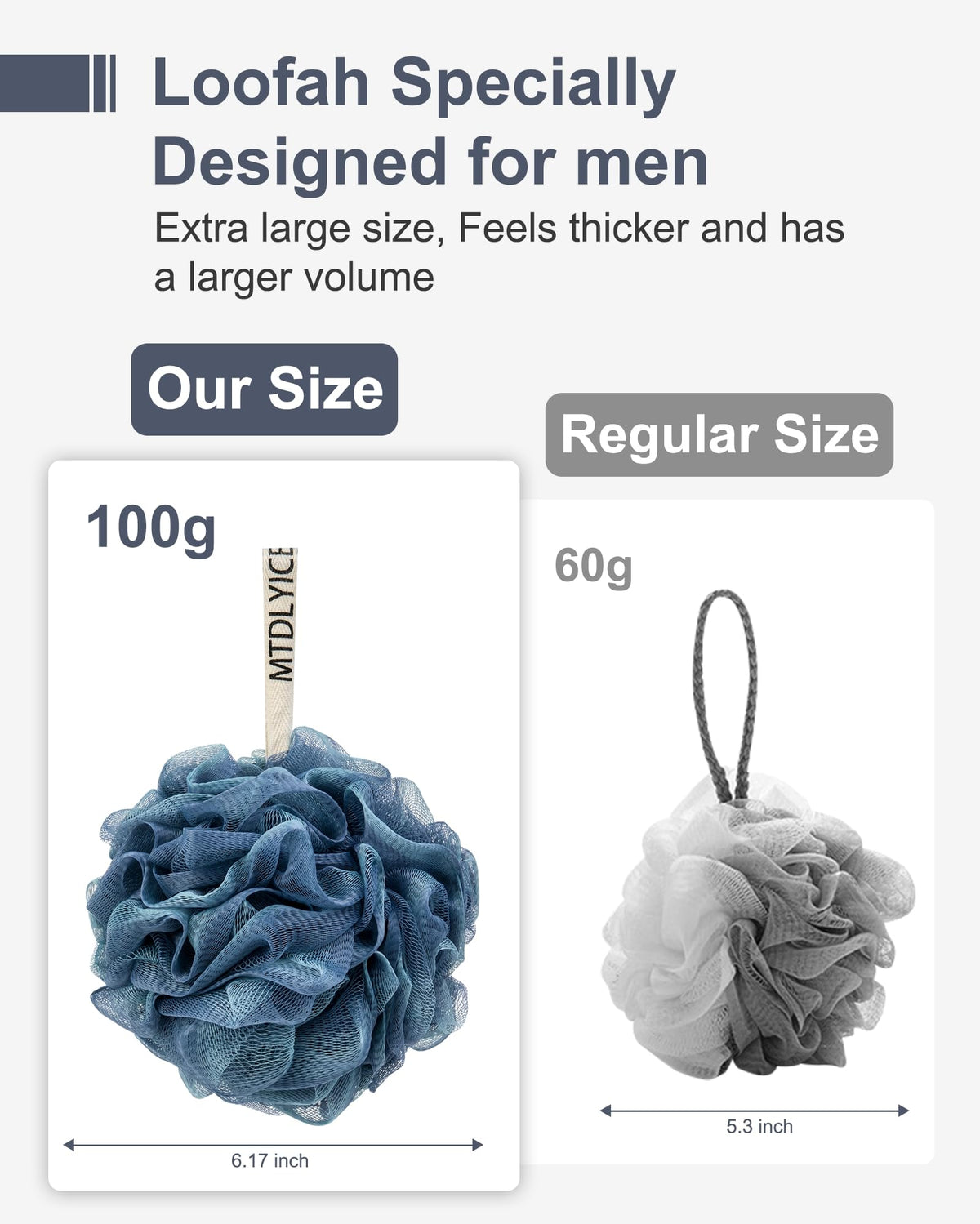 MTDLYICE XXL Large Loofah Sponge in packaging