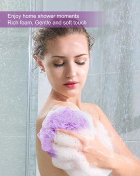 MTDLYICE XXL Large Loofah Sponge Lavender texture close-up