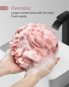 MTDLYICE XXL Large Loofah Sponge showing braided hanging rope