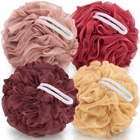 MTDLYICE XXL Loofah Sponge 4 Pack Cherry Red front view