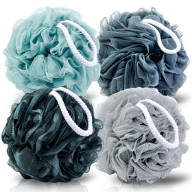 MTDLYICE XXL Loofah Sponge 4 Pack in blue grey colour