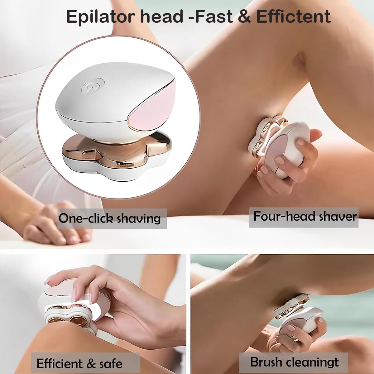 Muflylee Electric Razor with various hair removal areas highlighted