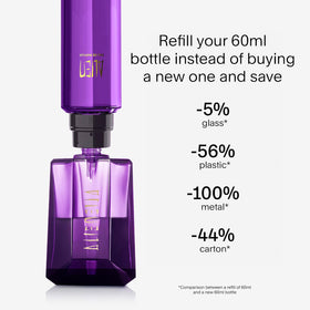 Mugler Alien Eau de Parfum bottle on a vanity