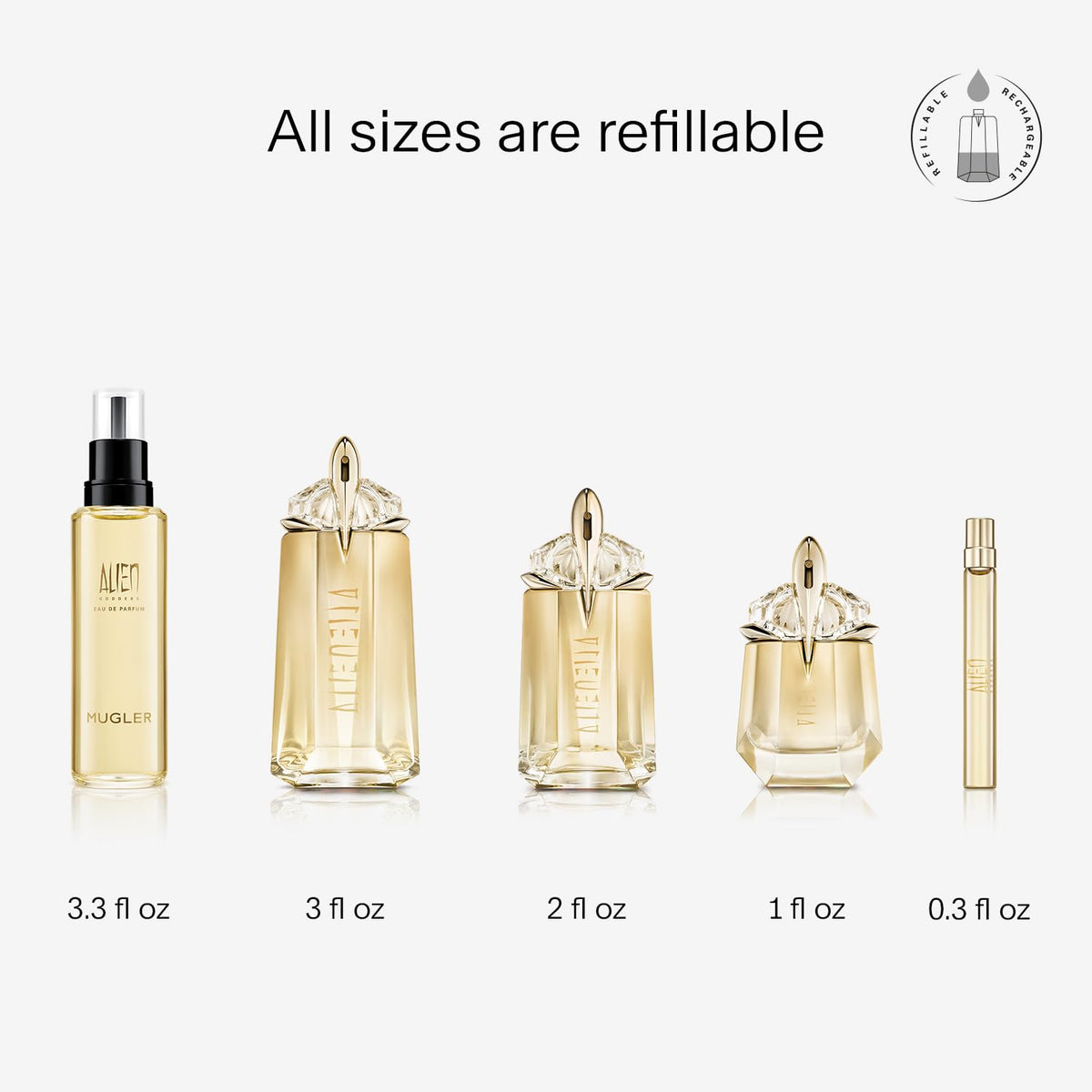 Mugler Alien Goddess bottle on a vanity