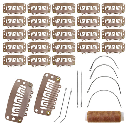 MUIIGOOD 25Pcs Light Brown U Shape Wig Clips front view