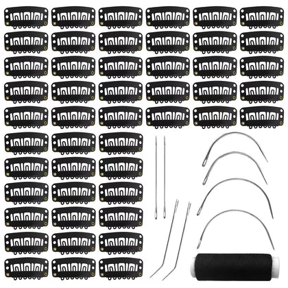 MUIIGOOD 50Pcs U Shape Wig Clips Set in black