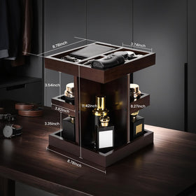 Multi-layered cologne organizer showcasing nine compartments