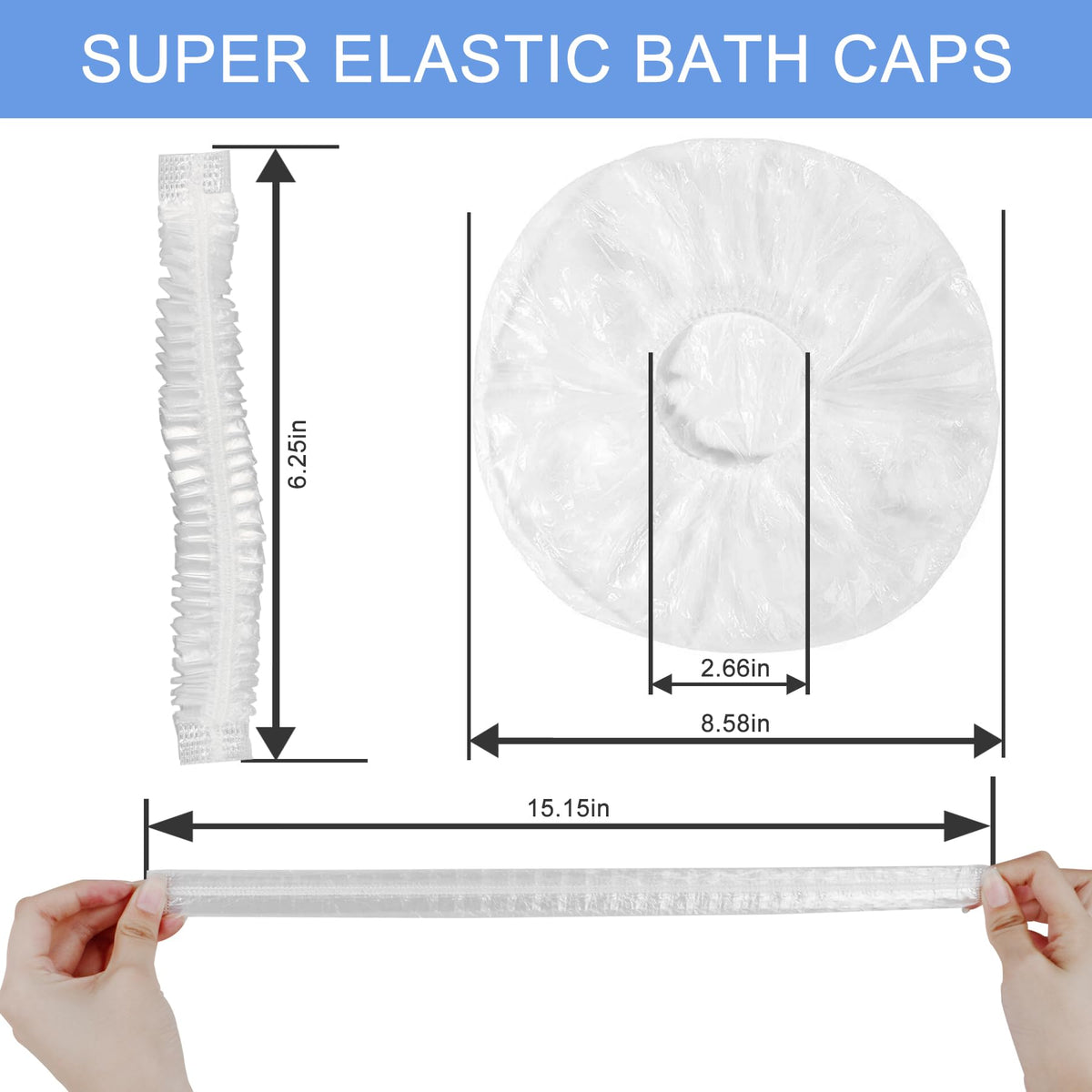 Multiple Ceizioes disposable shower caps stacked together