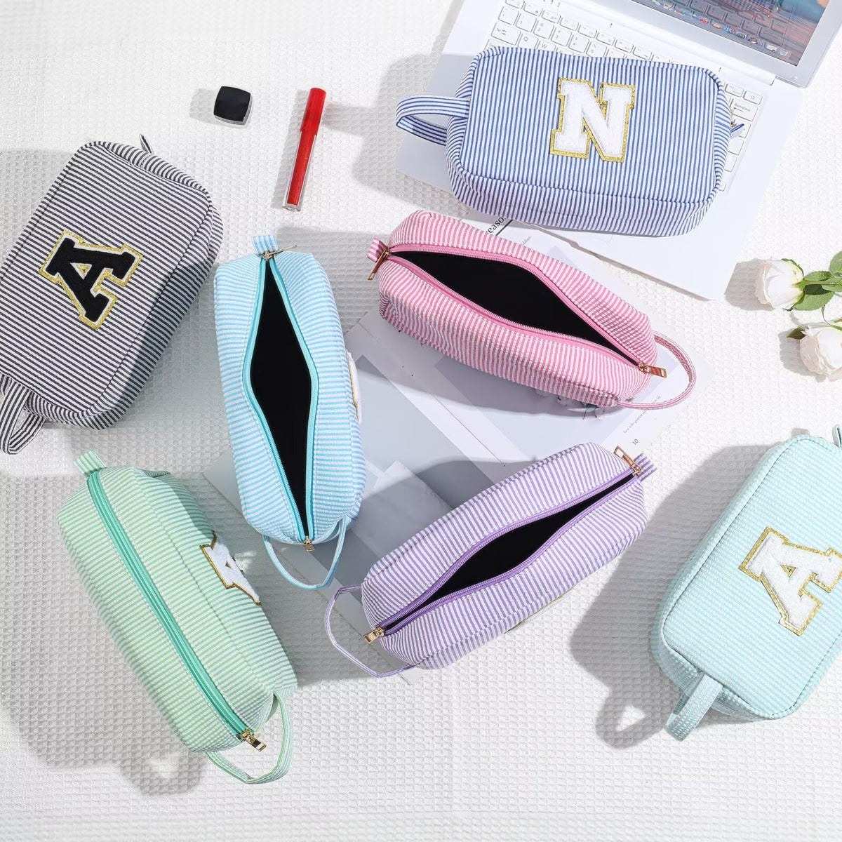 Multiple compartments inside YOOLIFE Initial Makeup Bag