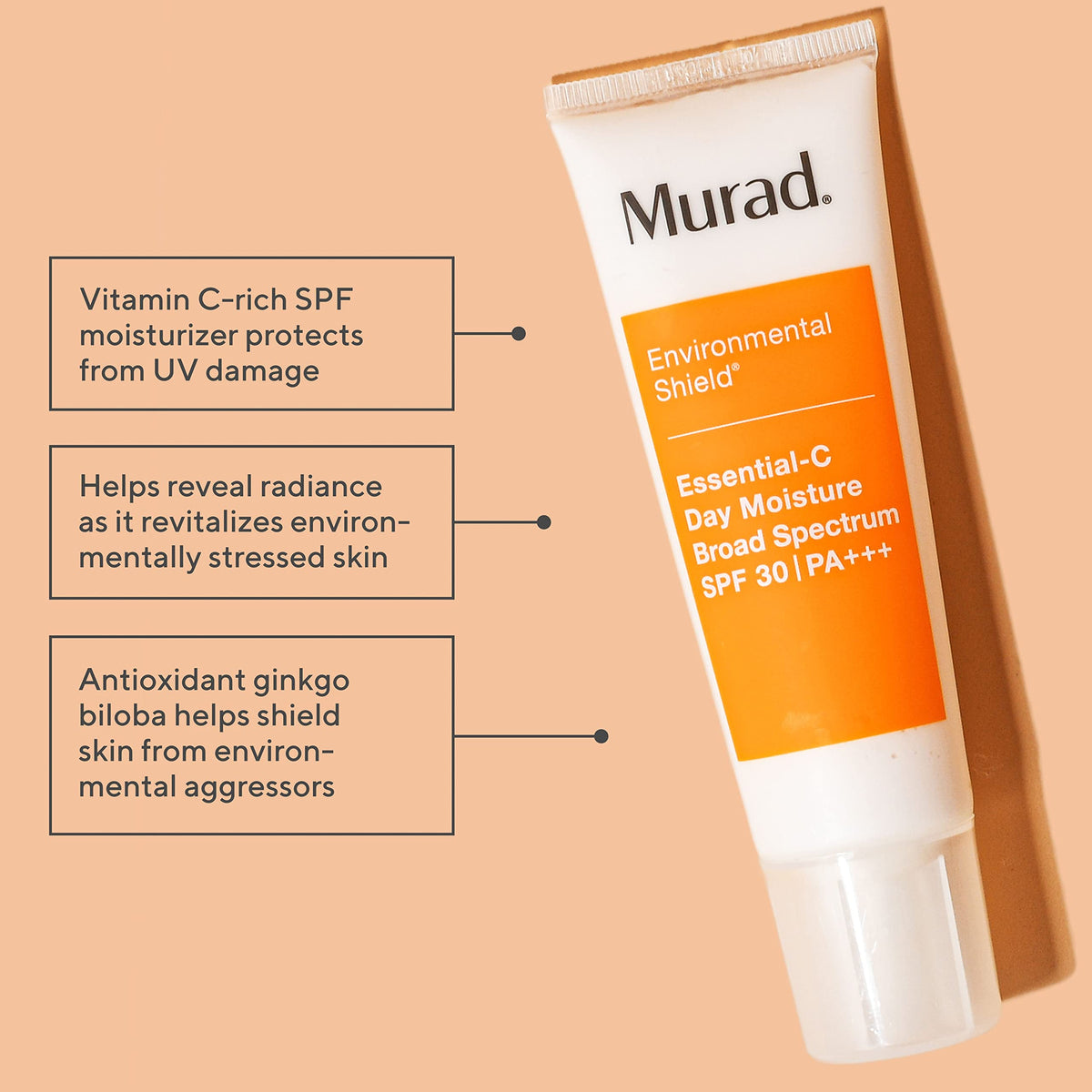 Murad Essential-C Day Moisture SPF 30 back view showing ingredients