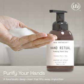 Muse Apothecary Hand Ritual foaming hand soap back view with ingredients