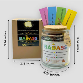 Musemory Badass Affirmation Jar on a wooden table
