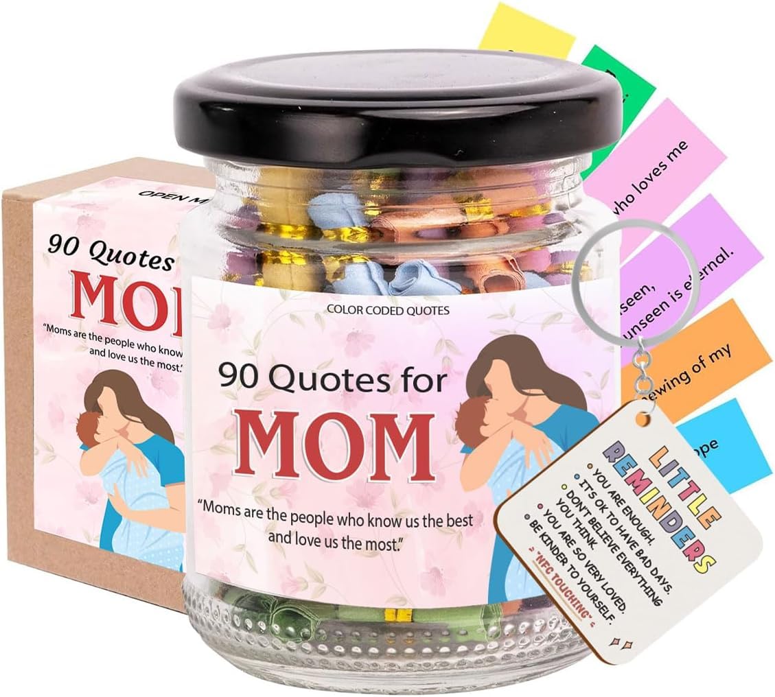 Musemory Love Notes for Mom jar front view with NFC keychain
