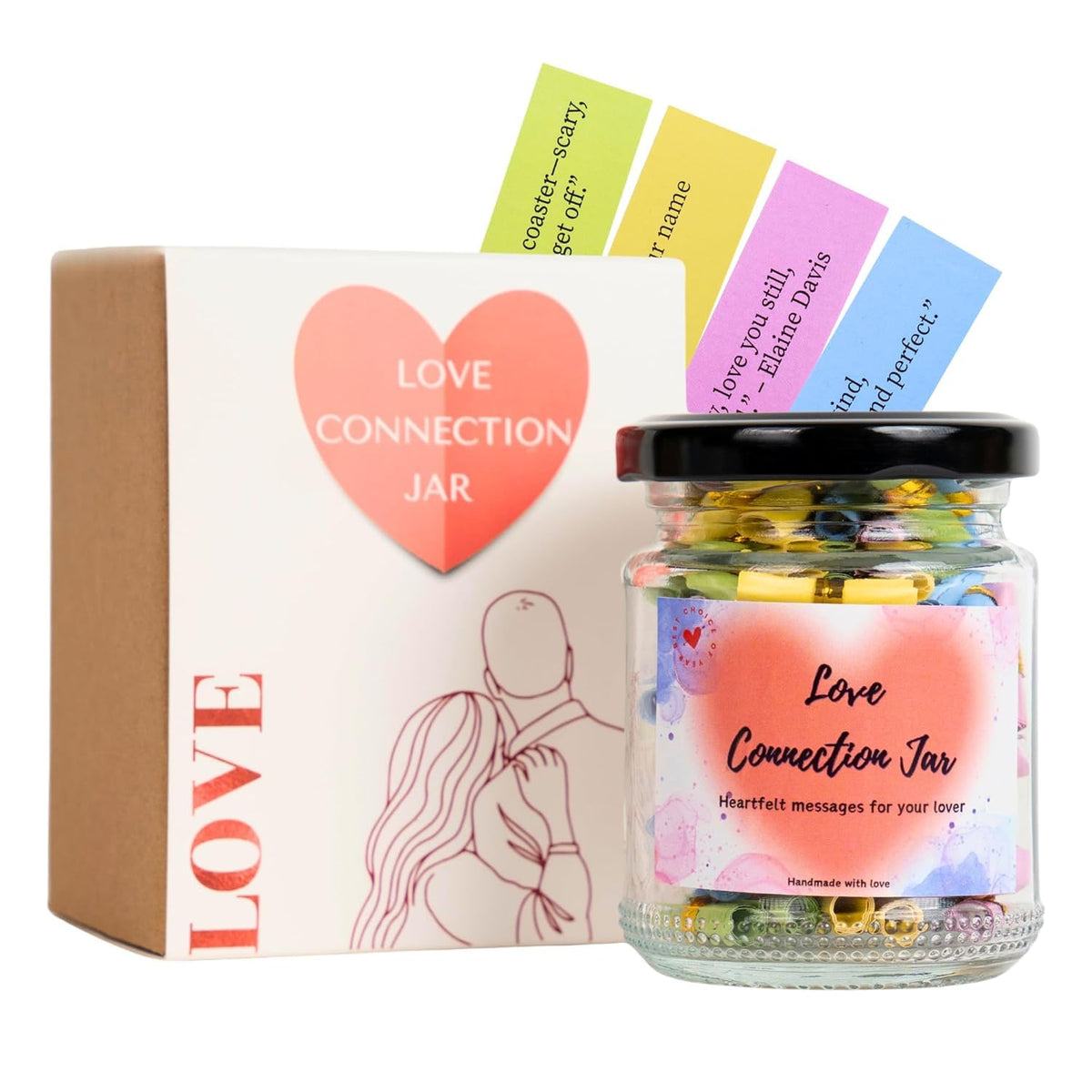 Musemory Love Notes Jar front view with 90 affirmation cards