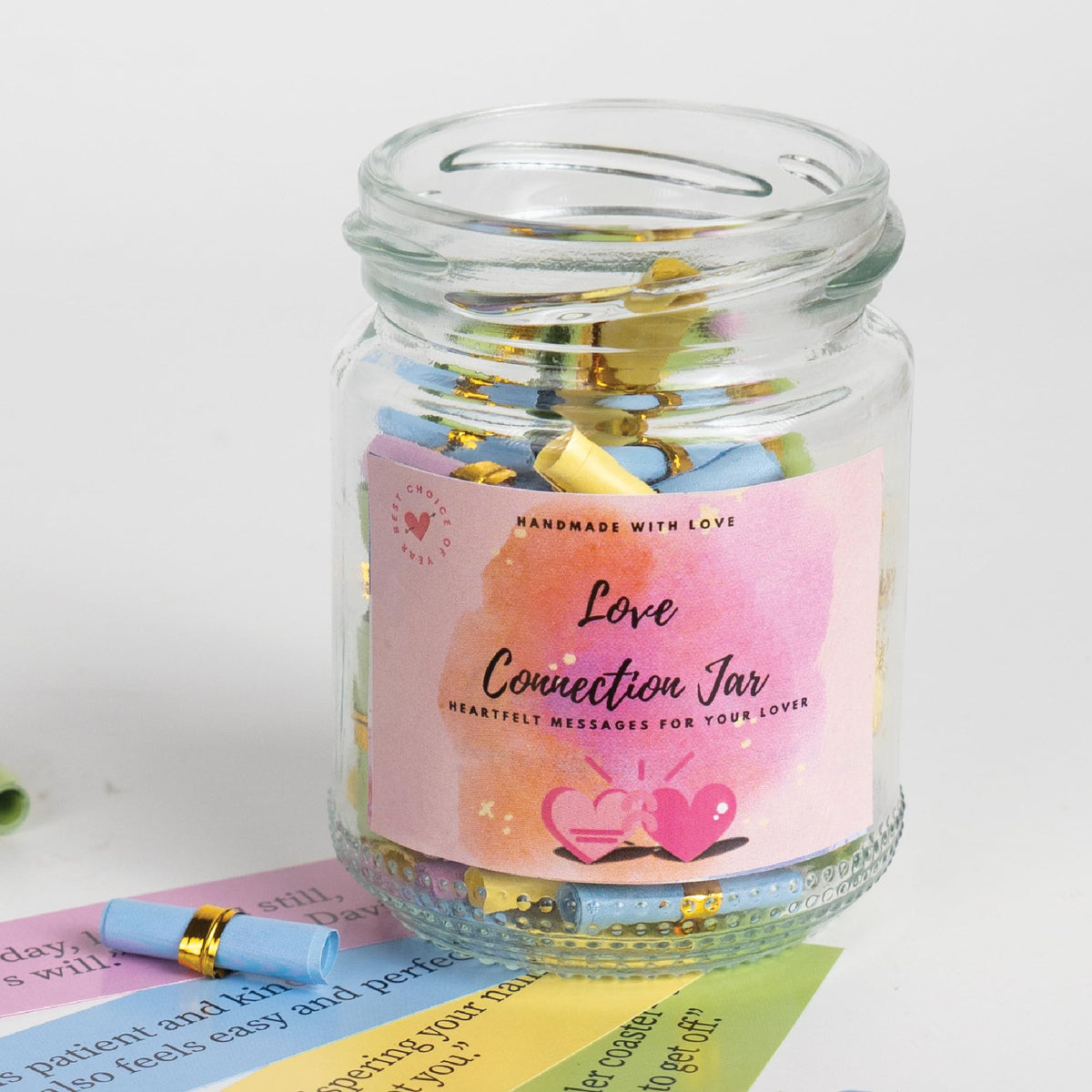 Musemory Love Notes Jar on a desk with a motivational setup