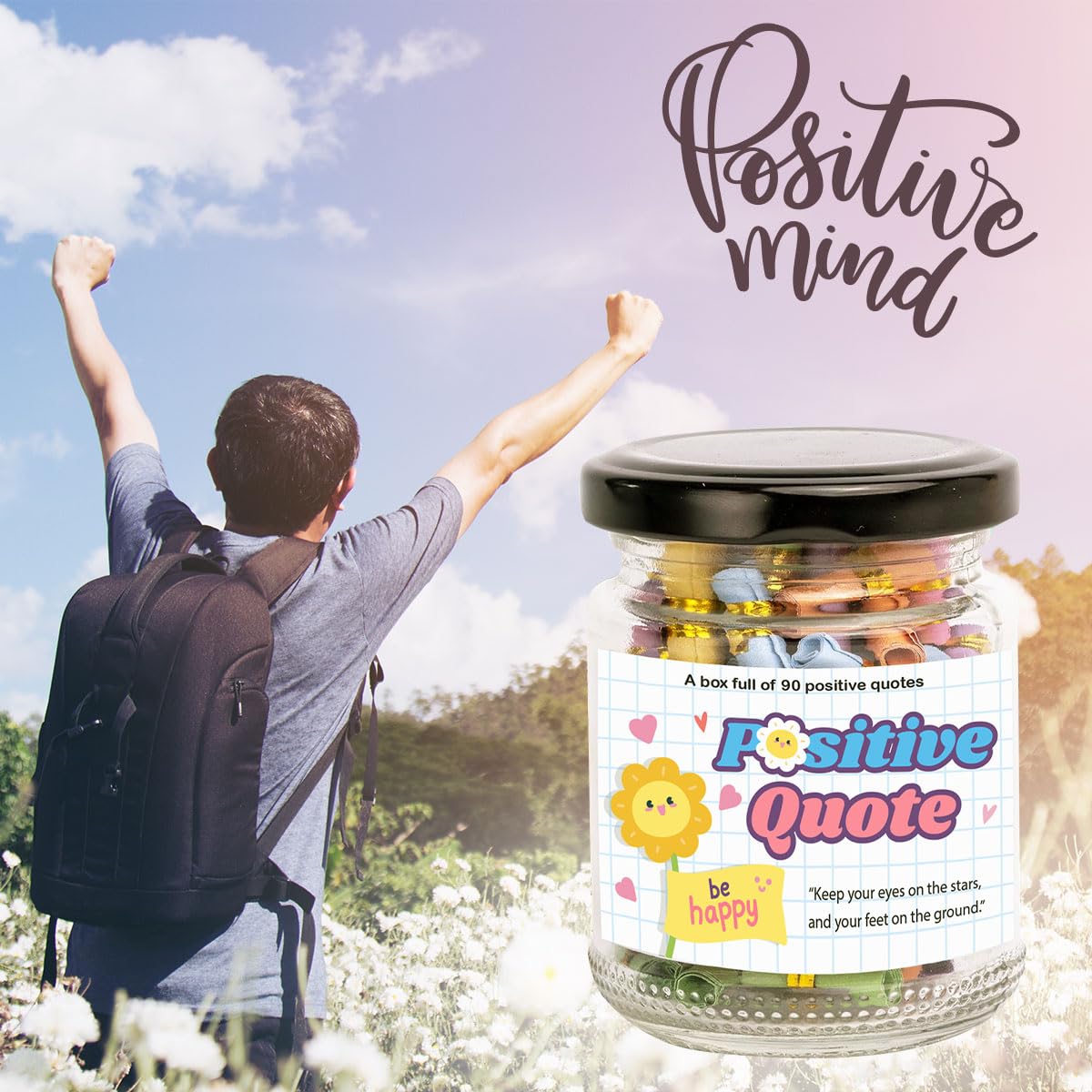 Musemory Positive Affirmations Jar with NFC keychain