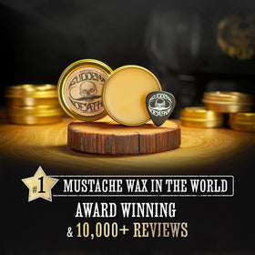Mustache wax tin in grooming kit