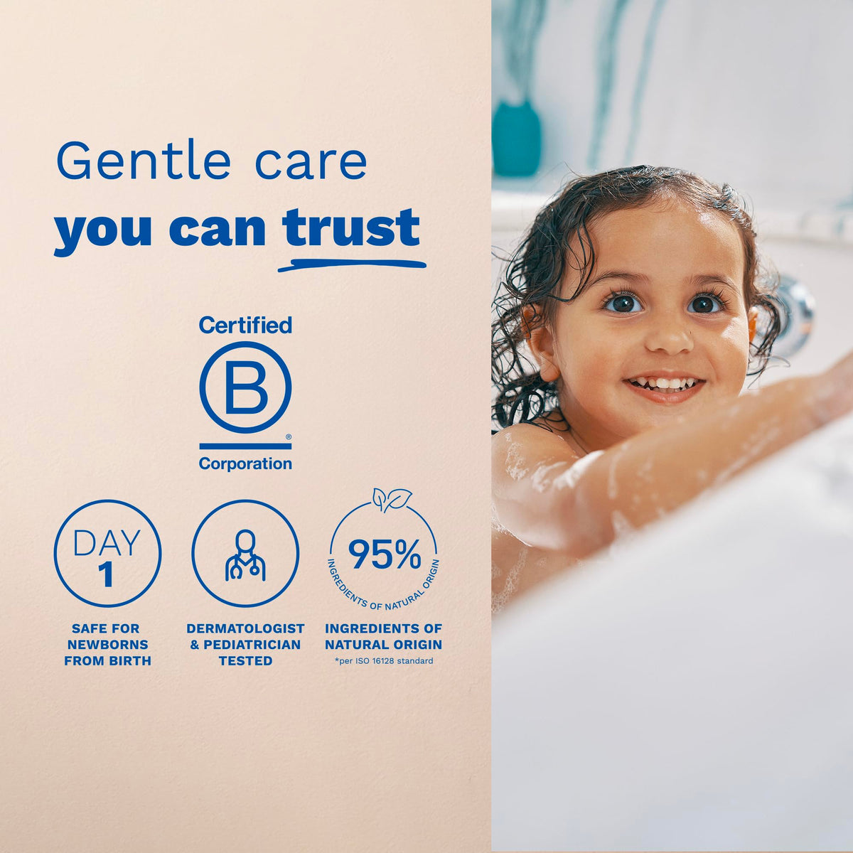 Mustela Gentle Shampoo 240g in a bathroom setting