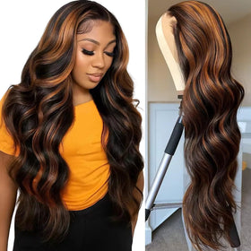 MUZOJET 1B/30 Highlight Ombre Lace Front Wig front view