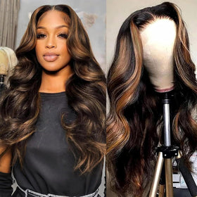 MUZOJET 1B/30 Highlight Ombre Lace Front Wig on mannequin