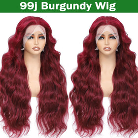 MUZOJET 99J Burgundy Lace Front Wig close-up of lace